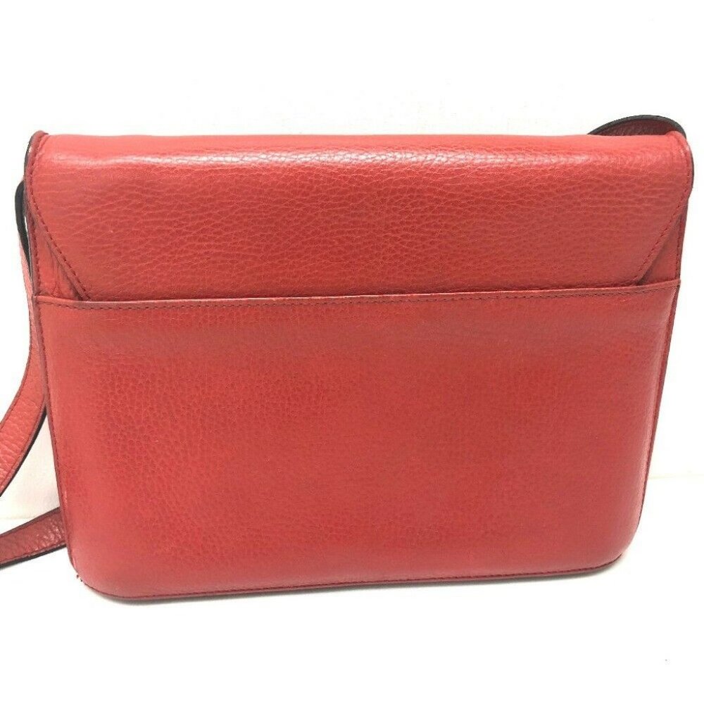 Authentic CELINE Crossbody Bag Vintage Shoulder Bag Leather Red